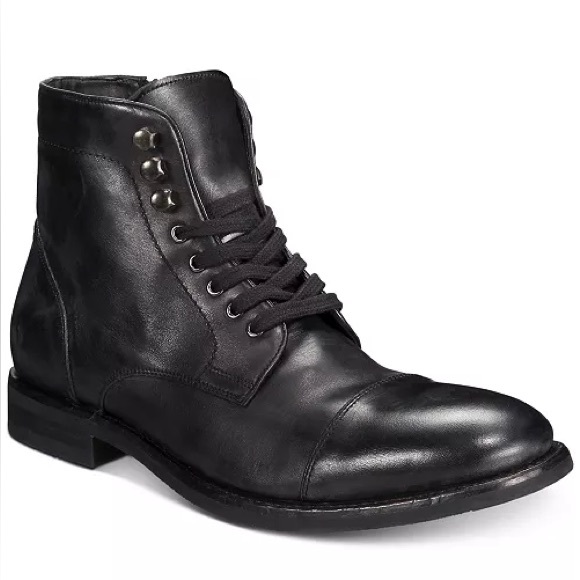 Frye men’s size 8-1/2 cap toe lace side zip black leather ankle boots EUC - Picture 1 of 13
